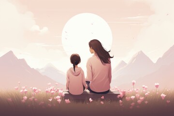 Loving mum,  pre-teen daughter, give emotional support, feeling empathy, give advice, having good trustful relationship between teenager and parent. Adolescence problems, care