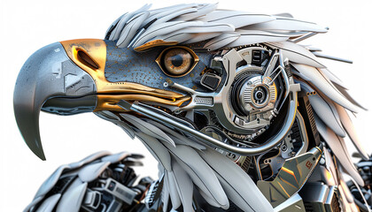 cybernetics eagle head robotics metallic, futuristic