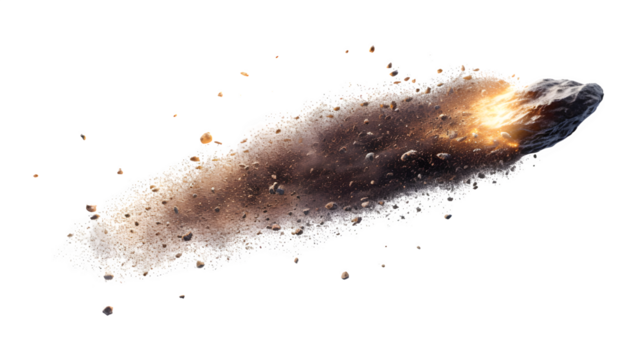 Asteroid Falling, Isolated on White Background: PNG File for Creative Projects, Hand Edited Generative AI