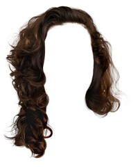 Curly png brown hair, transparent background