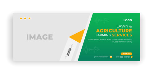Agricultural and farming services web banner or social media post lawn gardening banner template