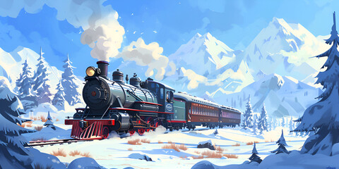Scenic Polar Express Train Adventure in Winter