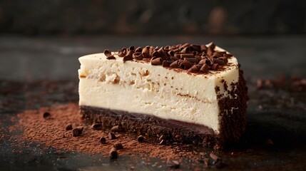 A slice of tiramisu cheesecake