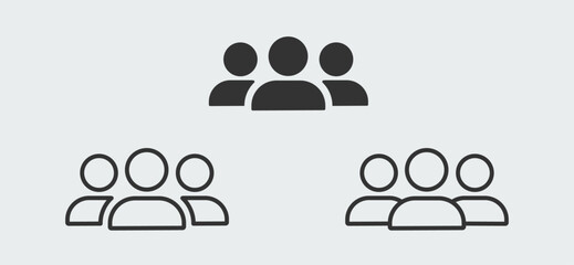 Group of users icon set. Group of people. Group of friends, People meeting. Easy editable outline symbol.