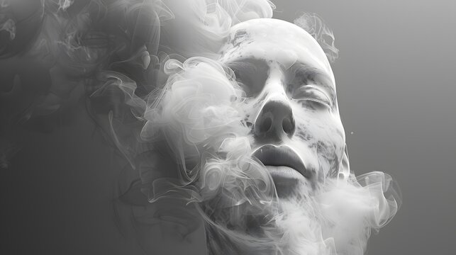 human face with smoke