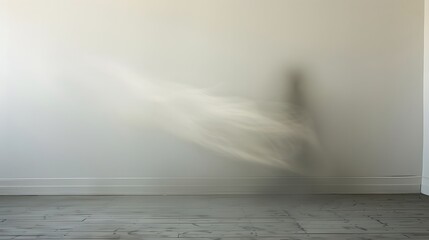 empty white room with a shadow on the wall