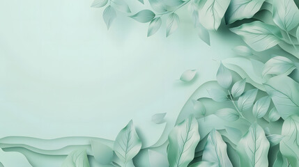 Minimalist abstract background with outline leaves