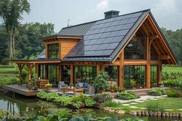 Environmentally conscious home with solar panels