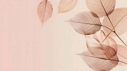 Minimalist abstract background with outline leaves