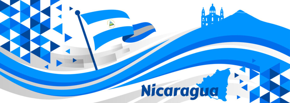 Nicaragua Independence Day Banner. National holiday celebrated on September 15. Vector template for banner, greeting card, flyer, etc.

