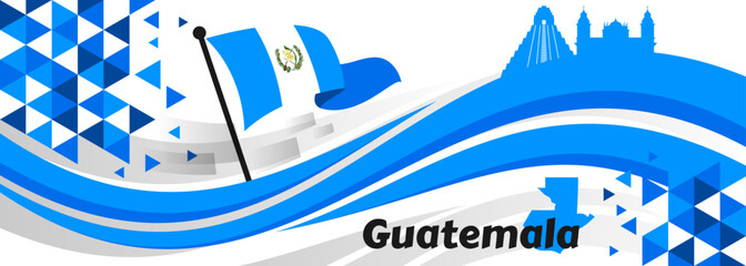 Guatemala Independence Day Vector Illustration on September 15 with Waving Flag Background in National Holiday Flat Cartoon Hand Drawn Templates

