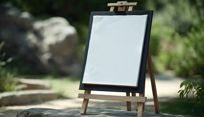 Easel with copy space on outdoor summer background. Painting equipment. - 788313747