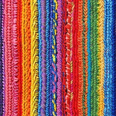 Obraz premium A close-up of colorful rope textures in rainbow hues