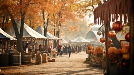 Autumn festival, fair in the park.