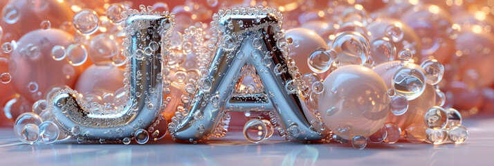 A Large Silver Letter A and Some Bubbles 3d image wallpaper