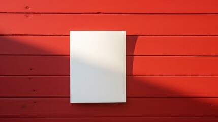 Blank paper sheet on old red wooden wall. - 788314542