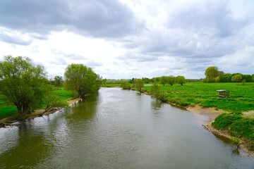 Fluss Lippe nahe Hamm-Heesen, Römer-Lippe-Route, Schloss Oberwerries, Westfalen, Natur, Umwelt