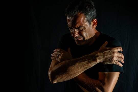 Despite his stoic demeanor, the man's subtle facial expressions of pain revealed the true extent of agony in his arm
