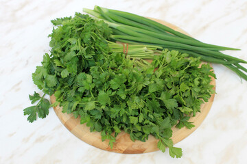 bunch of fresh parsley on table