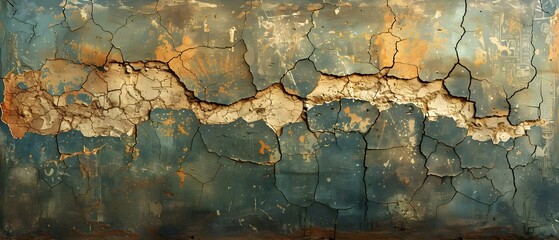 Time-Worn Melody: Cracked Wall with Faint Hieroglyphs. Concept Ancient Architecture, Historical Relics, Weathered Symbols