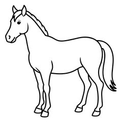 horse illustration mascot,horse silhouette,horse vector,icon,svg,characters,Holiday t shirt,black horse drawn trendy logo Vector illustration,horse line art on a white background