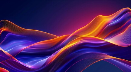 purple to orange, with the bottom edge of each color forming curved lines that glow slightly. The dark blue background has an abstract feel. It seems like the surface could be touched, and there is a 