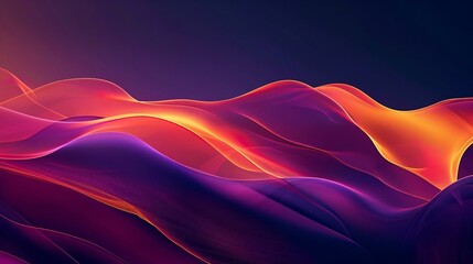 smooth gradient transitions from purple to orange, with the bottom edge of each color forming curved lines that glow slightly. The dark blue background
