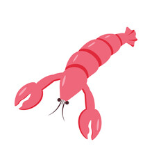Lobster doodle style icon. Vector illustration of river and marine life. Isolated on white delicacies seafood.