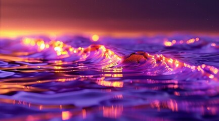 reflection in water purple, orange, yellow, and blue. The design is elegant and minimalistic