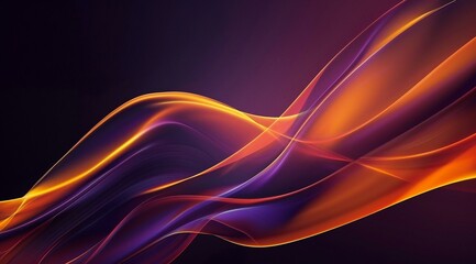 An abstract digital illustration of two glowing neon orange lines on a dark blue background, the light rays create an illusion that resembles fabric or silk. The lines have a subtle glow 