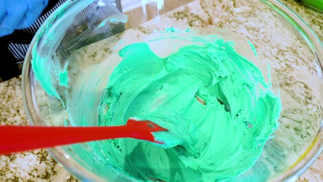 Mixing Buttercream Frosting for Cactus-Themed Cupcakes