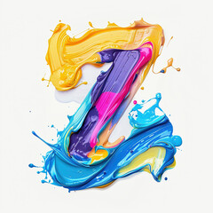 Letter Z uppercase. Colorful paint splash on white background