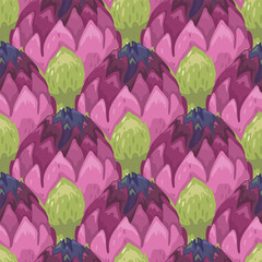 Artichoke seamless pattern Pink and green print