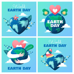 World Earth day illustrations in gradient style