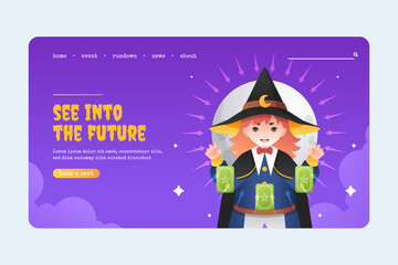Hand drawn cartoon magic and witchcraft landing page