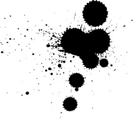 black ink brush splash splatter on white background