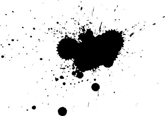 black ink brushed splatter splash on white background