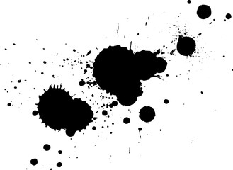 black ink brush painting splash splatter