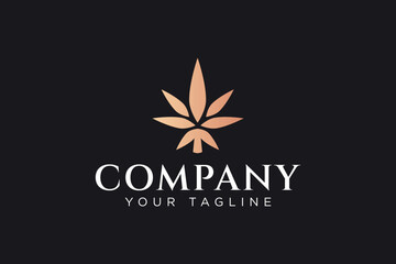 cannabis leaf herbal logo design for health medical and beauty company business