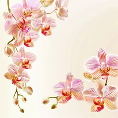 Pink Orchids on Gentle Gradient - Vibrant pink orchid flowers bloom gracefully against a soft, warm gradient background, illuminating beauty and elegance