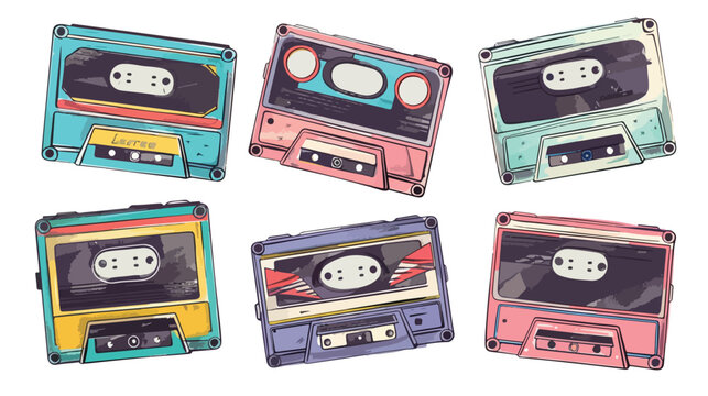 Set of eight Retro Vintage tape Cassettes. Four audio