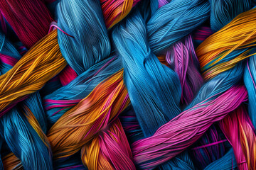 Microscopic image of textile fibers interweaving - obrazy, fototapety, plakaty