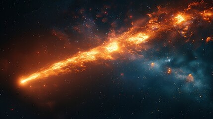 Fototapeta na wymiar a brilliant flaming meteor with glowing molten tail streaking across the night sky isolated on a transparent background for easy onto astronomy photographyillustration