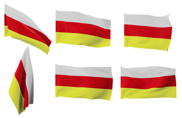 Large pictures of six different positions of the flag of South Ossetia