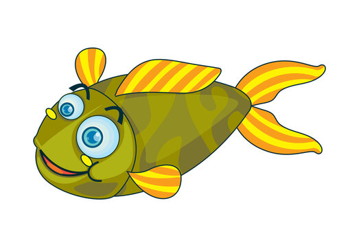 Smiling fish isolated on transparent background. Close-up of fish