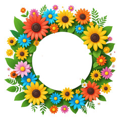 Fototapeta na wymiar 3d frame with flowers and butterflies for summer on Isolated transparent background png. generated with AI
