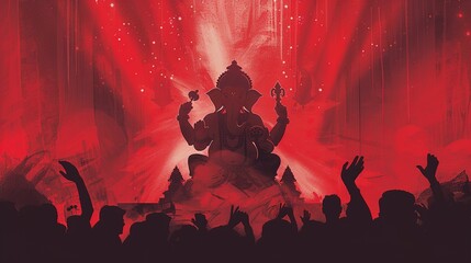 illustration of Lord Ganpati background for Ganesh Chaturthi - obrazy, fototapety, plakaty