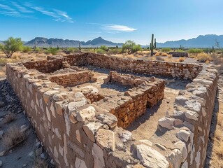 Fototapeta na wymiar Casa Grande Ruins, remains of an ancient Hohokam village in Arizona, USA