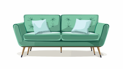 Stylish comfortable green sofa vector flat illustrati