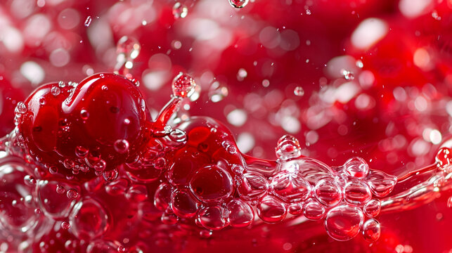 splash of a red liquid similar to red berry jam, syrup, juice or punch, cut out
